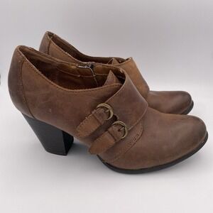 BOC Born Concept CATHLEEEN Brown Leather Ankle Heel Boots Booties Shoes Size 8